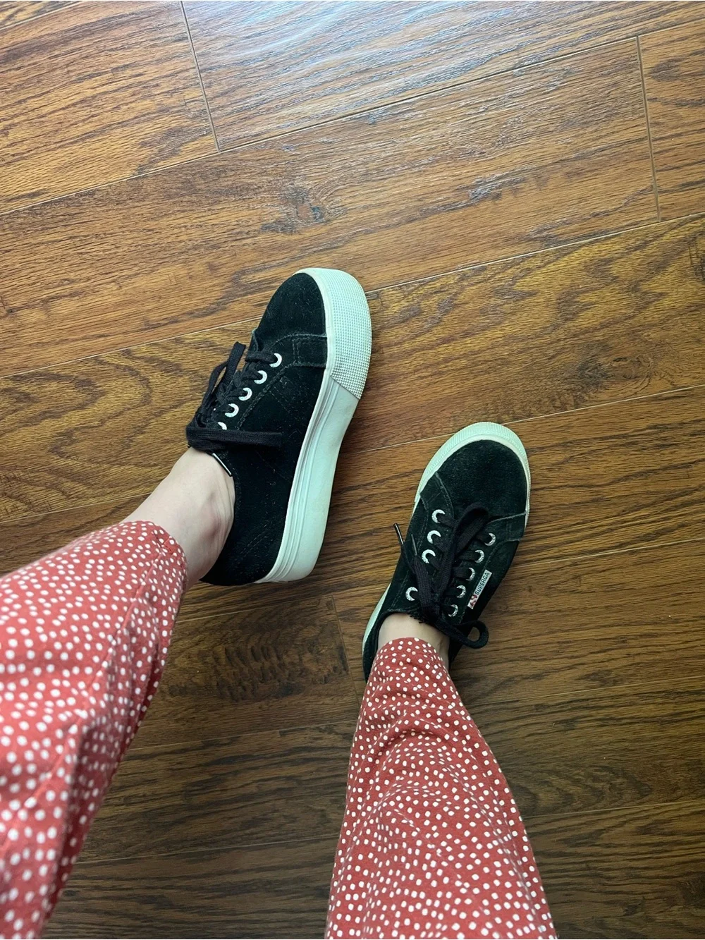 Superga Black Suede Platform Lace-Up Sneakers